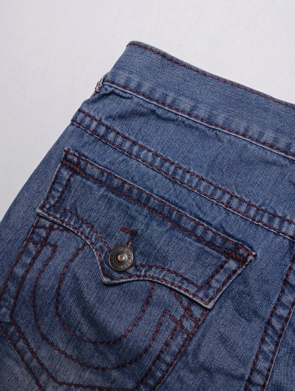 True Religion Mens Joey Super T Flap Pocket Relaxed Fit Jeans 38X34 Blue Denim